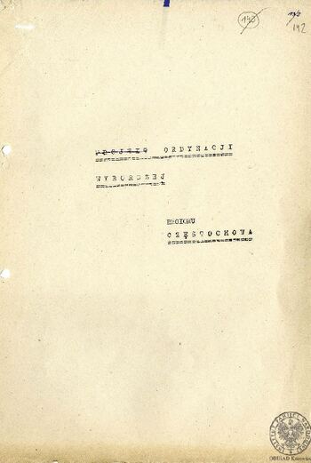 Ordynacja wyborcza Regionu Częstochowa