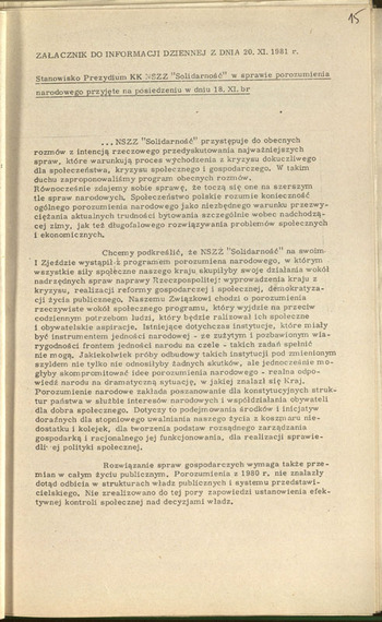 Informacje sytuacyjne Sztabu MSW 11.10.1981-20.11.1981 #6