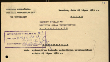 Sytuacja w woj. wrocławskim, Informacje MSW -1981 #14