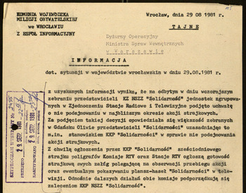 Sytuacja w woj. wrocławskim, Informacje MSW -1981 #21