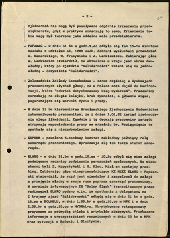 Sytuacja w woj. wrocławskim, Informacje MSW -1981 #24