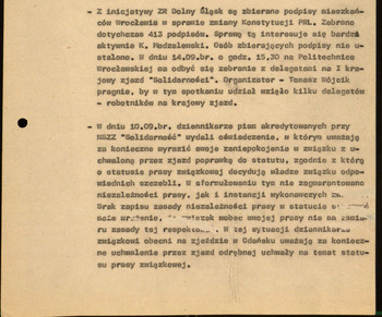 Sytuacja w woj. wrocławskim, Informacje MSW -1981 #37