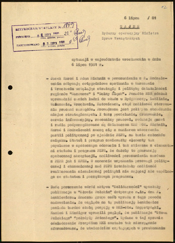 Sytuacja w woj. wrocławskim, Informacje MSW -1981 #50