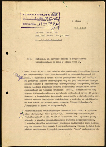 Sytuacja w woj. wrocławskim, Informacje MSW -1981 #51