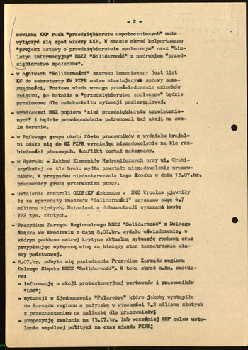 Sytuacja w woj. wrocławskim, Informacje MSW -1981 #55