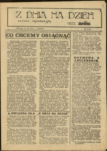 Z dnia na dzień. Serwis informacyjny NSZZ Solidarność. 1981-1985 #1