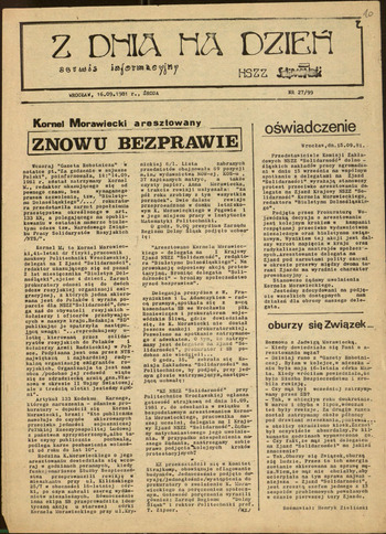Z dnia na dzień. Serwis informacyjny NSZZ Solidarność. 1981-1985 #3