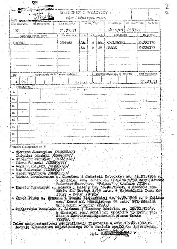 Meldunek operacyjny o założeniu sprawy OS Przewodniczący