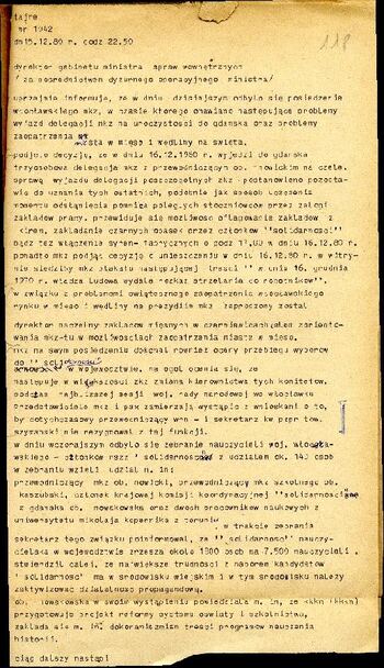 Meldunek o sytuacji społeczno – politycznej w województwie włocławskim z dn.15.12.1980r. #2