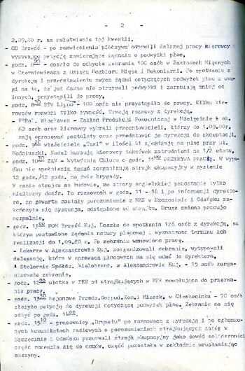 Notatka służbowa o sytuacji społeczno – politycznej w województwie włocławskim z dnia 30.08.1980 r. #1