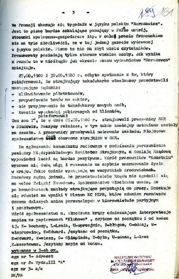 Informacja o sytuacji społeczno – politycznej na terenie Włocławka z 30.08.1980 r. #2