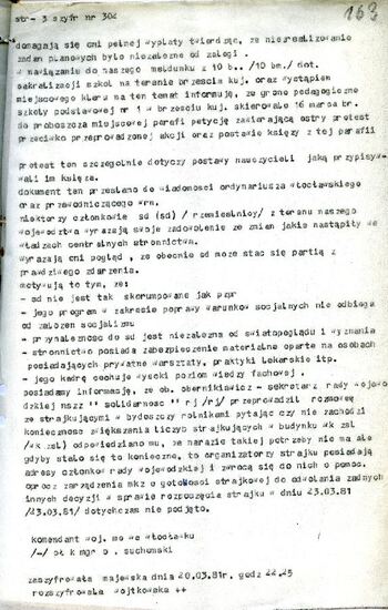 Meldunek o sytuacji społeczno – politycznej w województwie z dnia 20.03.1981 r. #2