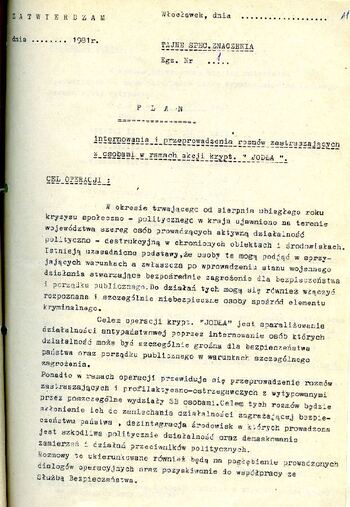 Plan internowania i przeprowadzania rozmów zastraszających w ramach akcji „Jodła” 1981 r. #7