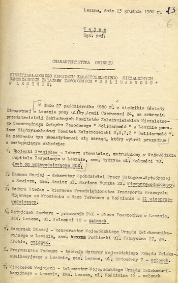 Charakterystyka MKZ NSZZ Solidarność w Lesznie