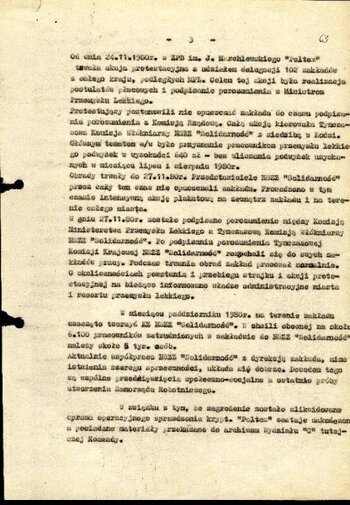 Meldunek operacyjny Wydziału III ''A'' KW MO w Łodzi