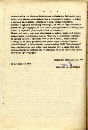 Meldunek operacyjny Wydziału III ''A'' KW MO w Łodzi