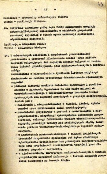Plan działań operacyjno-profilaktycznych Wydziału III ''A'' na mieisące listopad