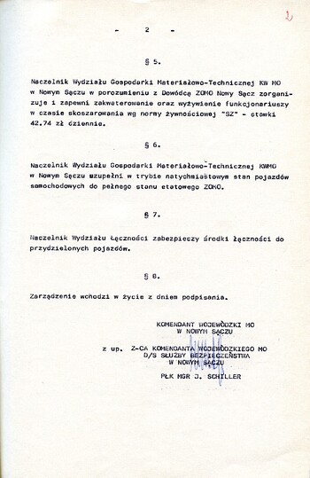 Zarządzenie nr 030/80 Komendanta Wojewódzkiego Milicji Obywatelskiej w Nowym Sączu z dnia 26.08.1980 – IPN Kr 038/8 t.2 (KWMO Nowy Sącz 33/IV)