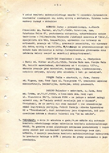 Informacja dotycząca związków zawodowych działających na terenie województwa nowosądeckiego z dnia 30.09.1980 - IPN Kr 038/12 t.1 (KWMO Nowy Sącz 41/IV)