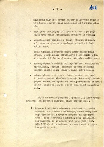 Plan pracy operacyjne Wydziału III KWMO w Krakowie na rok 1980 - IPN Kr 056/97 (KWMO Kraków 145/K)