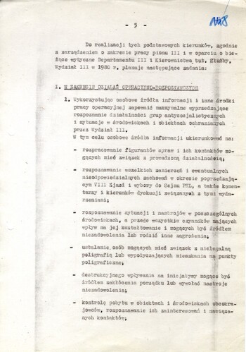Plan pracy operacyjne Wydziału III KWMO w Krakowie na rok 1980 - IPN Kr 056/97 (KWMO Kraków 145/K)