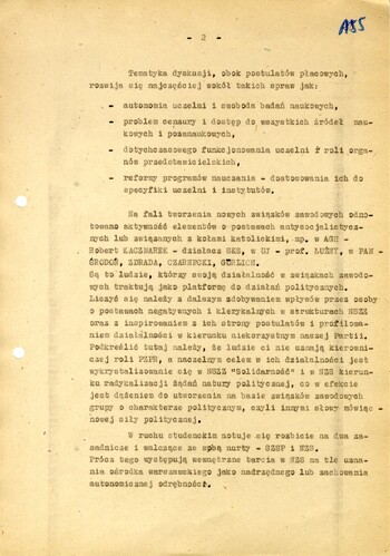 Uzupełnienie planu działań Wydziału III KWMO w Krakowie z dnia 04.11.1980 - IPN Kr 056/97 (KWMO Kraków 145/K)