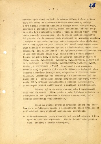 Uzupełnienie planu działań Wydziału III KWMO w Krakowie z dnia 04.11.1980 - IPN Kr 056/97 (KWMO Kraków 145/K)