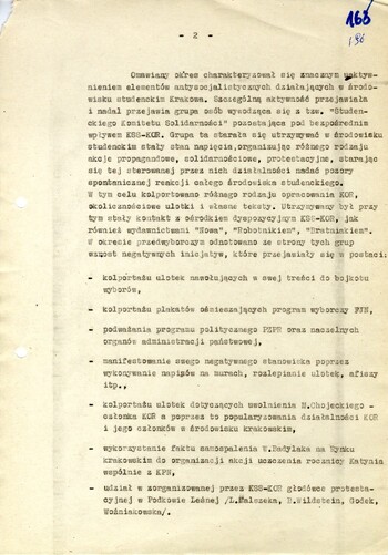 Analiza zagrożeń i stanu bezpieczeństwa województwa krakowskiego w 1980 r. - IPN Kr 056/97 (KWMO Kraków 145/K)