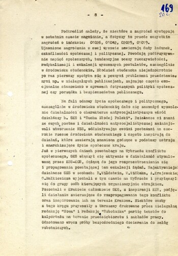 Analiza zagrożeń i stanu bezpieczeństwa województwa krakowskiego w 1980 r. - IPN Kr 056/97 (KWMO Kraków 145/K)