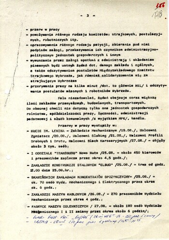 Informacja dotycząca sytuacji operacyjno – politycznej w miesiącu sierpniu 1980 r. w obiektach ochranianych operacyjnie przez Wydział III-A KWMO w Krakowie – IPN Kr 066/40 t.1 (KWMO Kraków 145/K)