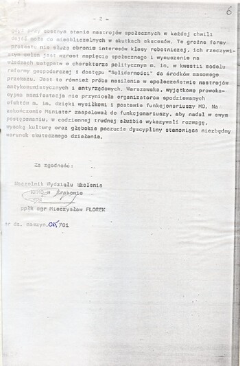 Wypis z szyfrogramu nr 23164/253 z dnia 06.08.1981 podpisanego przez Dyrektora Gabinetu Ministra Spraw Wewnętrznych – IPN Kr 230/311 (KWMO w Krakowie)