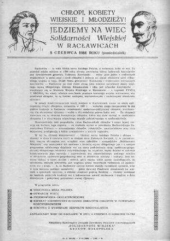 Ulotka wiec w Racławicach