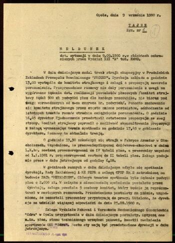 Lato `80 - meldunki od 18.08.1980 do 09.09.1980