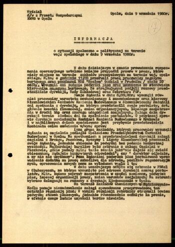 Lato `80 - meldunki od 18.08.1980 do 09.09.1980