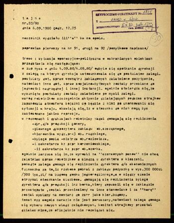 Lato `80 - meldunki od 18.08.1980 do 09.09.1980
