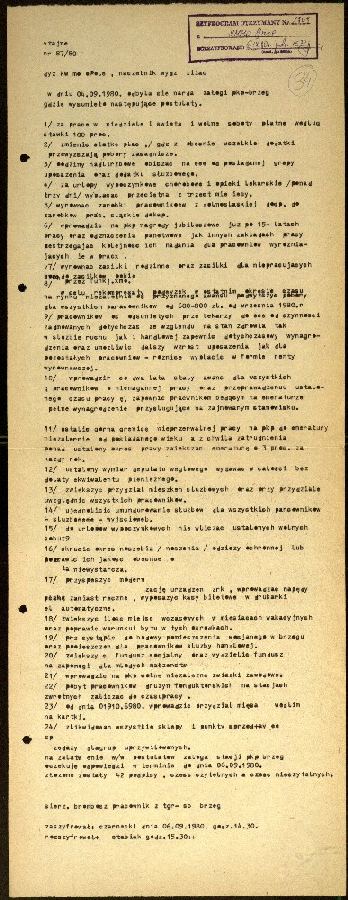 Lato `80 - meldunki od 18.08.1980 do 09.09.1980