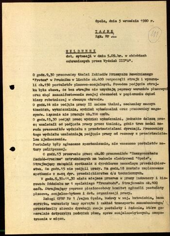 Lato `80 - meldunki od 18.08.1980 do 09.09.1980