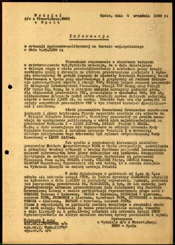 Lato `80 - meldunki od 18.08.1980 do 09.09.1980