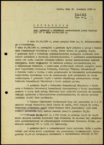 Lato `80 - meldunki od 18.08.1980 do 09.09.1980