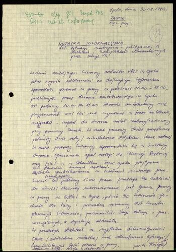 Lato `80 - meldunki od 18.08.1980 do 09.09.1980