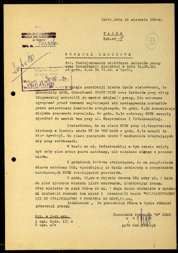 Lato `80 - meldunki od 18.08.1980 do 09.09.1980