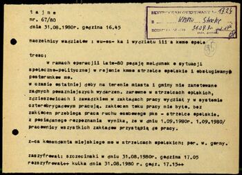 Lato `80 - meldunki od 18.08.1980 do 09.09.1980