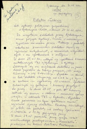 Lato `80 - meldunki od 18.08.1980 do 09.09.1980