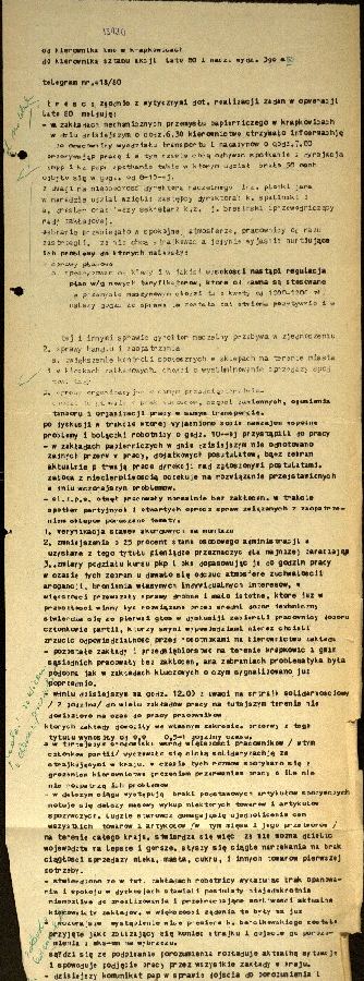 Lato `80 - meldunki od 18.08.1980 do 09.09.1980