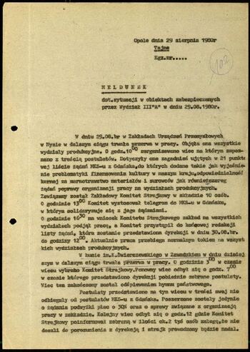 Lato `80 - meldunki od 18.08.1980 do 09.09.1980