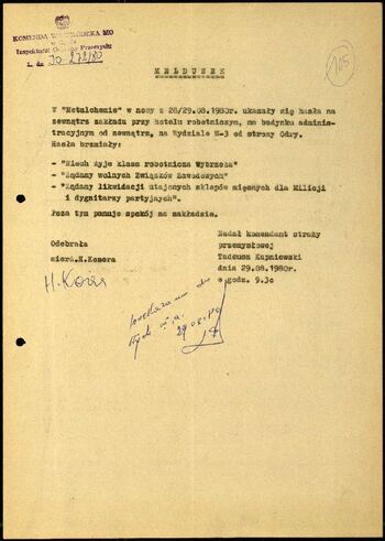 Lato `80 - meldunki od 18.08.1980 do 09.09.1980