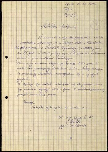 Lato `80 - meldunki od 18.08.1980 do 09.09.1980