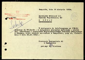 Lato `80 - meldunki od 18.08.1980 do 09.09.1980