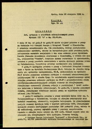 Lato `80 - meldunki od 18.08.1980 do 09.09.1980