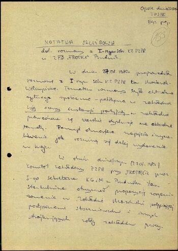 Lato `80 - meldunki od 18.08.1980 do 09.09.1980